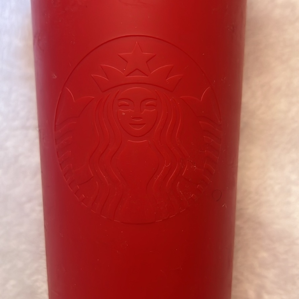 RARE 2016 Starbucks Matte Red 24oz Cold Venti Tumbler STRAW